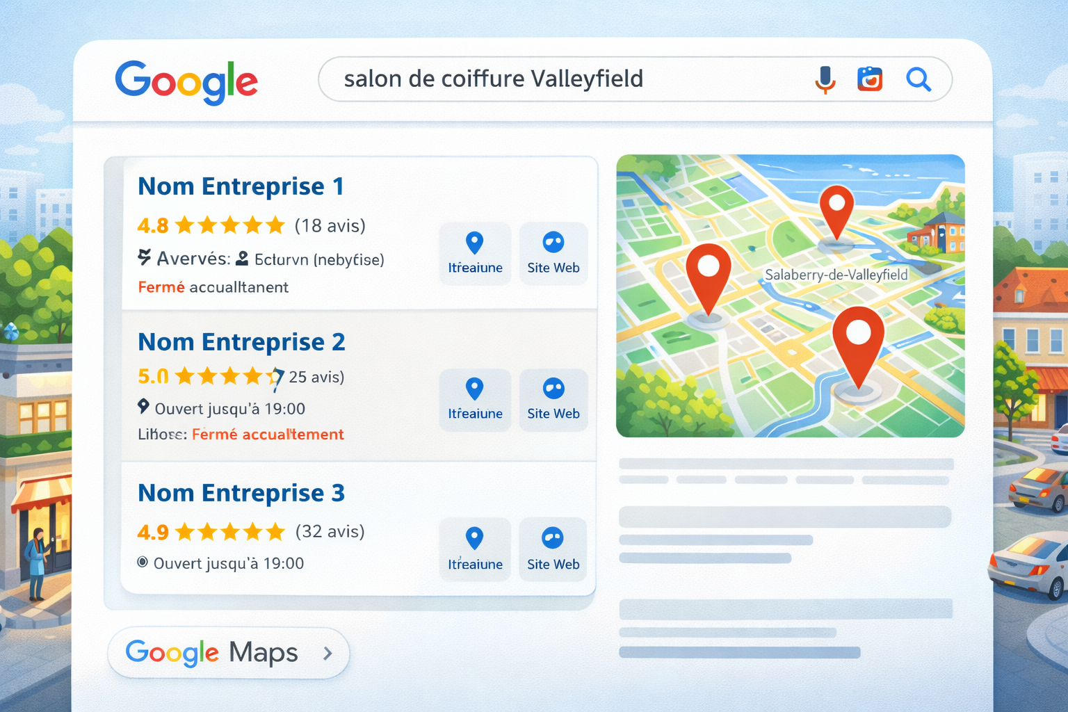 Découvrez comment apparaître dans le Local Pack Google à Salaberry-de-Valleyfield et attirer plus de clients grâce à un profil Google Business optimisé pour le référencement local.