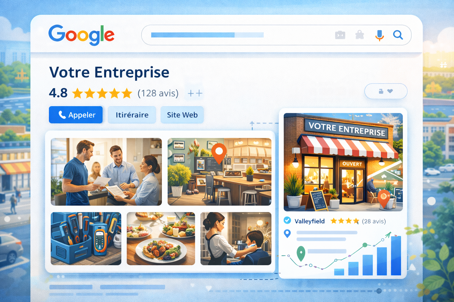Les photos sont essentielles pour optimiser votre profil Google Business à Salaberry-de-Valleyfield. Découvrez comment ajouter des images pour attirer plus de clients.