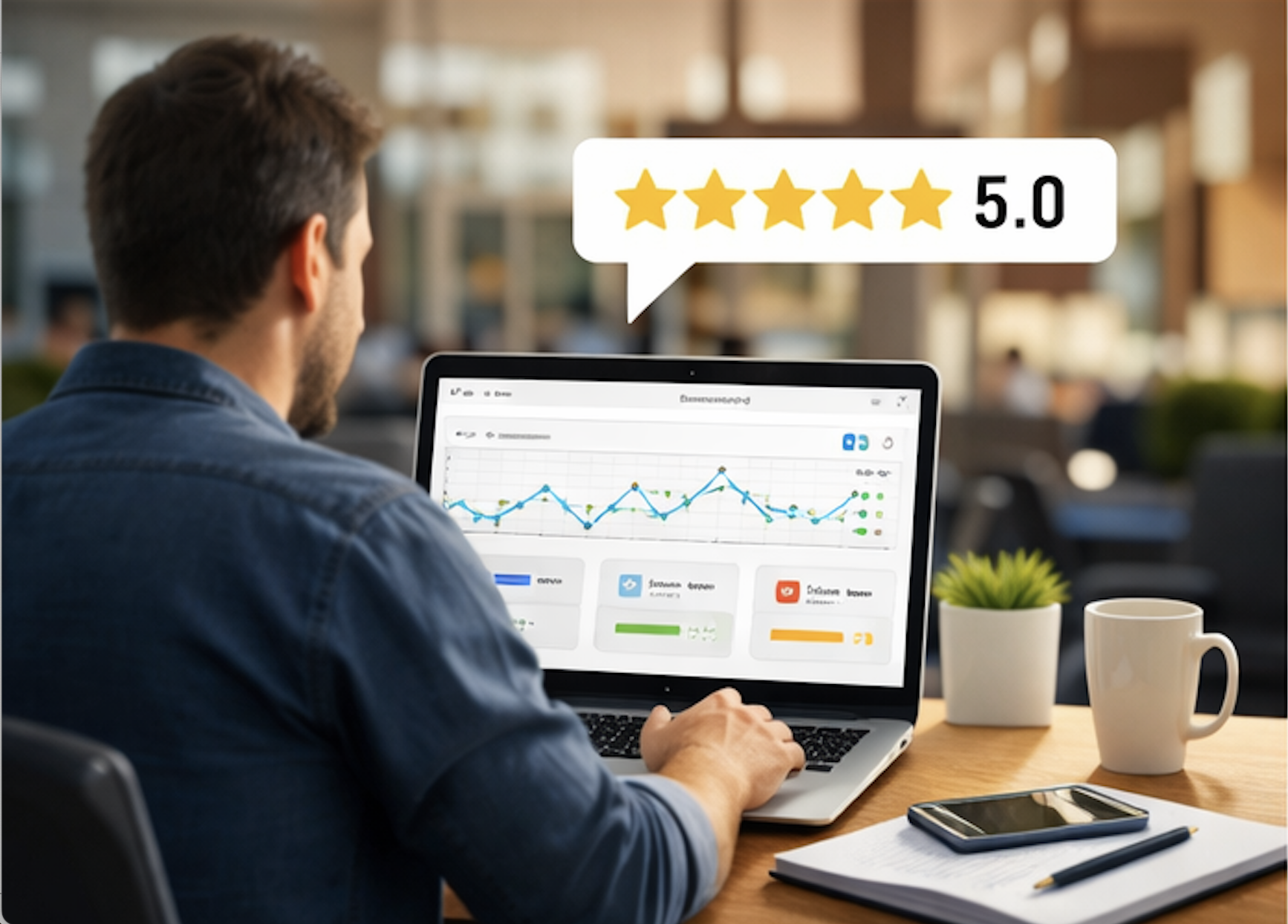 entrepreneur analysant des statistiques marketing et SEO pour développer son entreprise à Salaberry-de-Valleyfield.